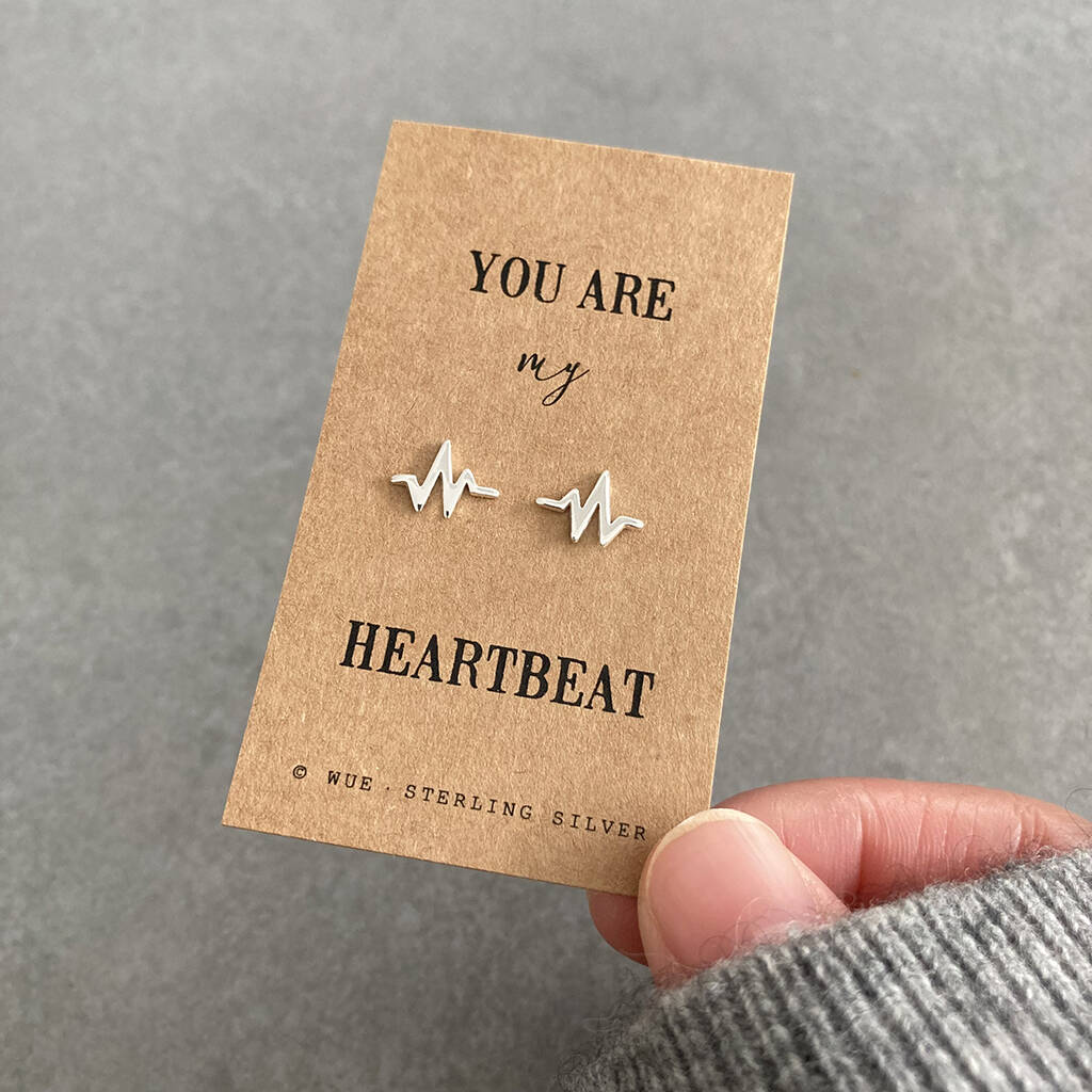 You Are My Heartbeat Sterling Silver Earrings, 1 of 4