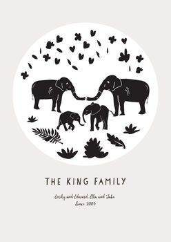 Personalised Elephant Family Art Print, 5 of 6