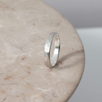 Brushed Hammered Sterling Silver 3mm Ring, 3 of 6