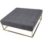 Charcoal Grey Velvet Square Ottoman Coffee Table, thumbnail 2 of 2