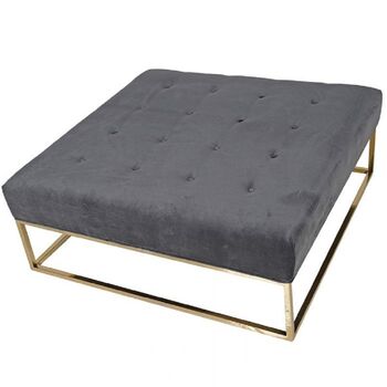 Charcoal Grey Velvet Square Ottoman Coffee Table, 2 of 2