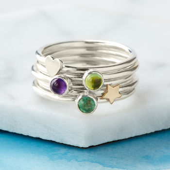 Simply Birthstone Sterling Silver Stacking Rings, 2 of 12