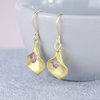Calla Lily Birthstone Earrings, 7 of 12