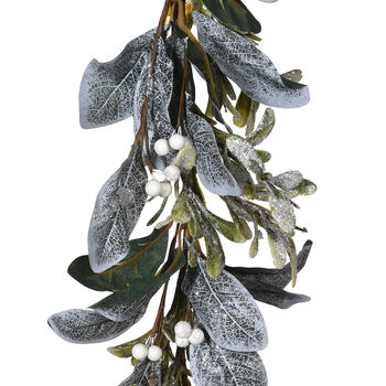Frosted Laurel And Mistletoe Christmas Garland, 2 of 2