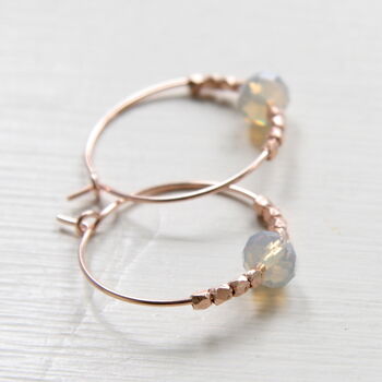 Rose Gold Hoops Elaborated With Grey Swarovski Crystals, 12 of 12