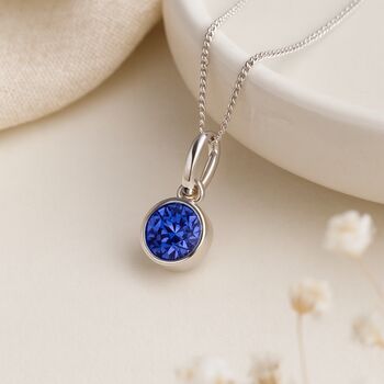 Personalised September Birthstone Necklace In Sterling Silver, 3 of 11