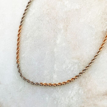 Two Tone Gold Plated Rope Chain Necklace, 3 of 8