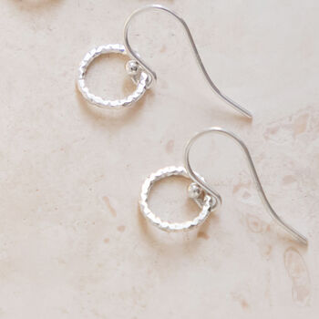 Silver Faceted Circle Drop Earrings, 2 of 4