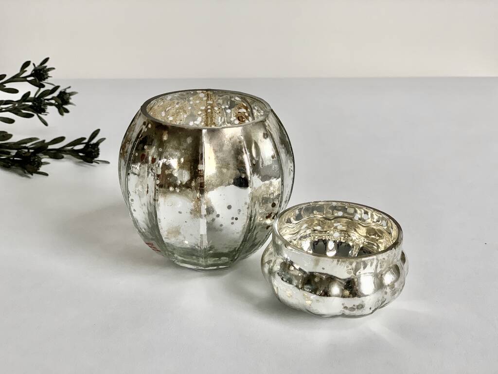 Mercury Glass Tea Light Holder Set By Door 77