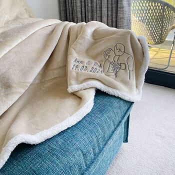 Personalised Embroidered Photo Neutral Sherpa Blanket, 3 of 10