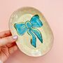 Ceramic Blue Bow With Gold Detail Trinket Dish, thumbnail 5 of 6