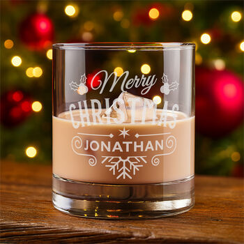 Christmas Holly And Snowflake Tumbler Glass With Chocolate Tree And Decoration Gift Boxed Set, 3 of 8