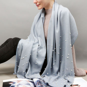Gun Metal Pearl And Cashmere Shawl, 9 of 12