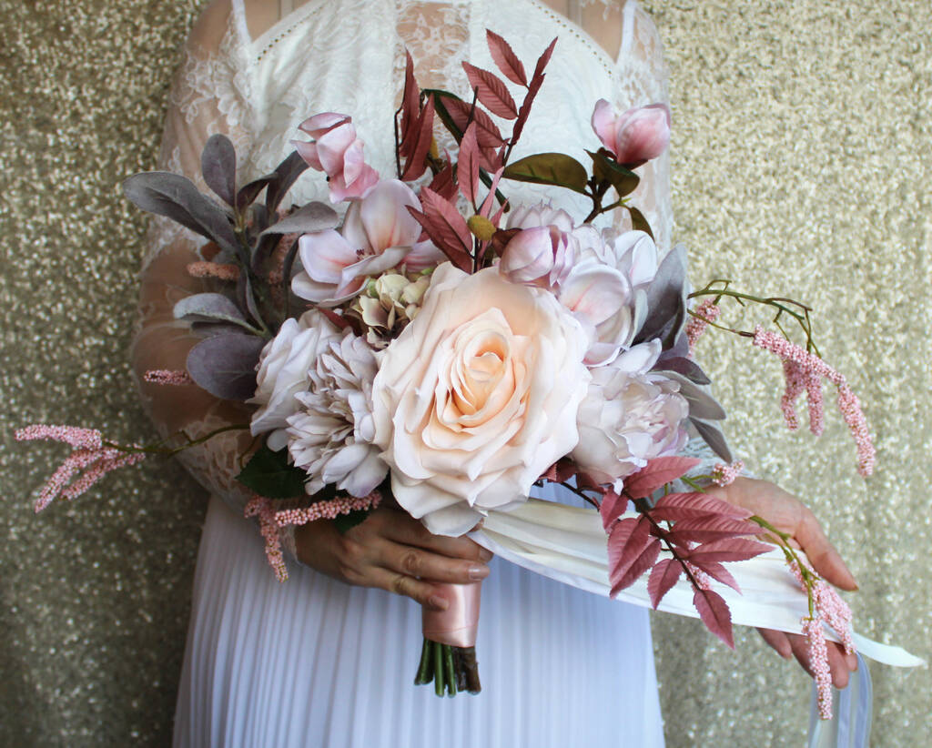 Everlasting Blush Silk Bridal Bouquet By Objet Dahlia