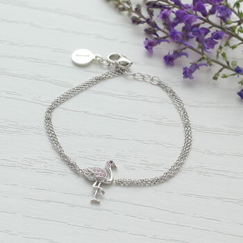 Flamingo Pink Zircon Personalised Bracelet, 2 of 3