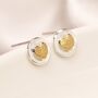 Sterling Silver Halo Stud Earrings With Golden Hearts, thumbnail 4 of 7