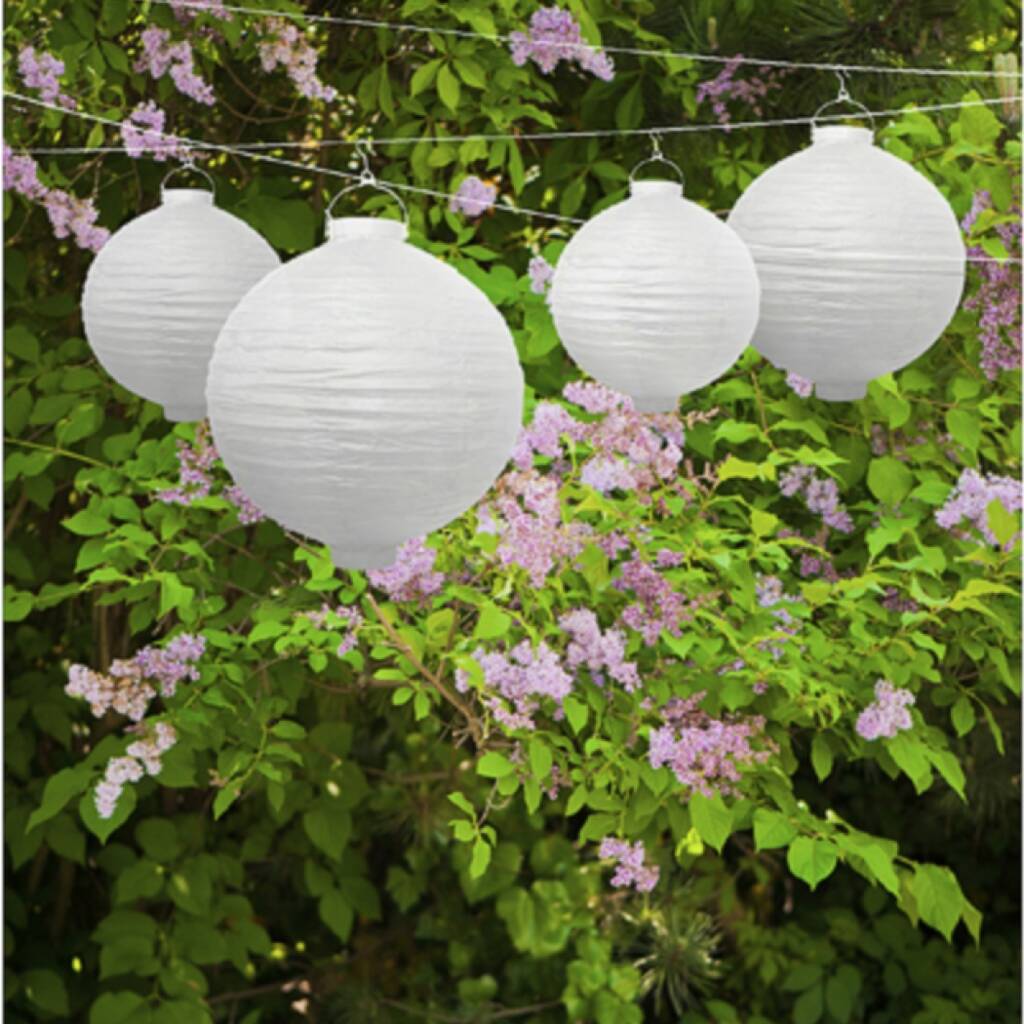 White Illuminated Garden Paper Lanterns: Pack Of Two, 1 of 3