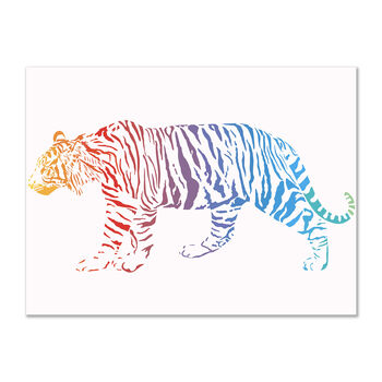 Multicoloured Rainbow Tiger Illustration Wall Art Print, 2 of 4