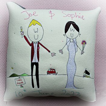 Personalised Embroidered Wedding Gift Cushion, 5 of 12