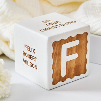 Personalised Scalloped Christening Keepsake Block, 4 of 7