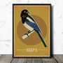 Magpie Birds Retro Style Poster Print, thumbnail 1 of 2