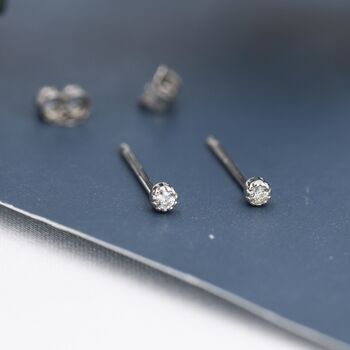 Extra Tiny 2mm Cz Stud Earrings, 5 of 12