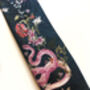 Silk Tie Navy Blue With Pink Snake 'Enticement' Design, thumbnail 2 of 5