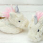 Unicorn Baby Slippers With Personalised Keepsake, thumbnail 3 of 8