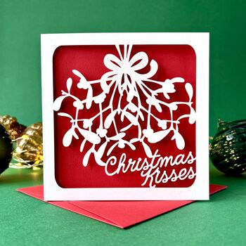 Mistletoe Papercut Christmas Card, 2 of 6