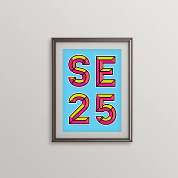 Se25 South Norwood Postcode Neon Typography Print, 4 of 4