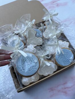 Baby Blue Baby Shower Biscuit Favours, 3 of 11