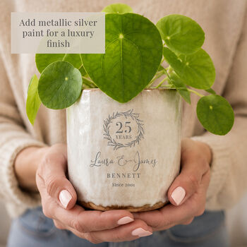 Personalised 25th Silver Anniversary Plant Pot, 5 of 8
