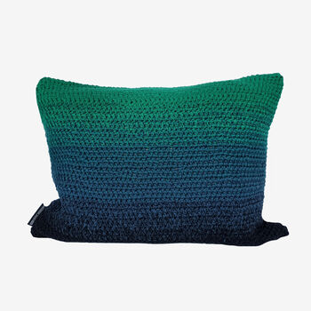 Striped Hand Crocheted Cushion Turquoise, 2 of 3