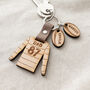 Daddy’s Team Wooden Rugby Shirt Keyring With Charms, thumbnail 2 of 2