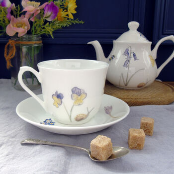 Bee And Spring Flowers China Teacup And Saucer, 11 of 11