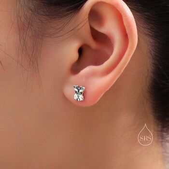 Sterling Silver Schnauzer Dog Stud Earrings In Oxidised, 2 of 11
