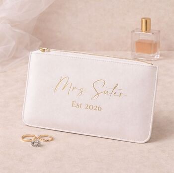 Personalised Mrs To Be Bridal Clutch Zip Pouch, 2 of 3