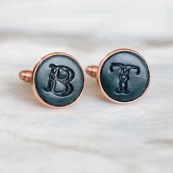 Personalised Leather Initial Cufflinks, 3 of 12