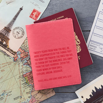 Personalised Travel Quote Passport Cover Holder, 2 of 10