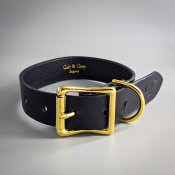 Personalised Dark Blue Leather Dog Collar, 2 of 6