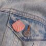 Clam Shell Shaped Polymer Clay Pin Badge, thumbnail 1 of 2