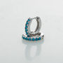 Huggie Hoop Earrings With Turquoise Stones, thumbnail 5 of 10