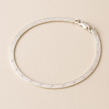 Sterling Silver Triple Herringbone Star Bracelet, 2 of 6