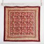 Deep Red, Green And Mustard Floral Indian Block Printed Cotton Bed Quilt, thumbnail 3 of 9
