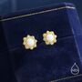 Sterling Silver Vintage Inspired White Opal Flower Cz Stud Earrings, thumbnail 5 of 12