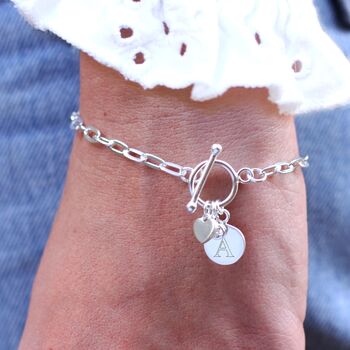 Personalised Sterling Silver Disc Charm Bracelet, 2 of 3