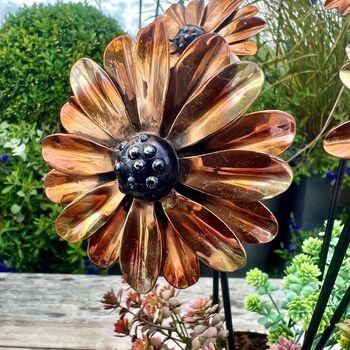 Set Of Three Or Five Copper Daisy Copper Garden Stakes, 9 of 10