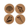 Set Of Four 'Shells' Assorted Round Cork Coasters, thumbnail 2 of 2