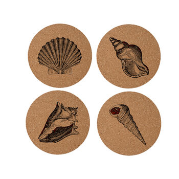 Set Of Four 'Shells' Assorted Round Cork Coasters, 2 of 2