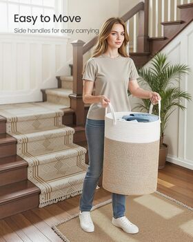 Kids Laundry Basket Cotton Rope Hamper, 5 of 6